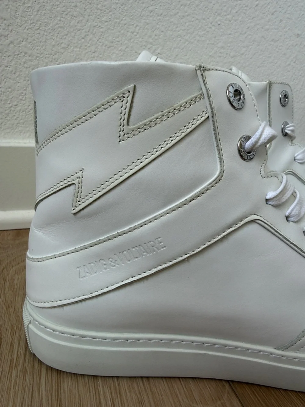 Zadig & Voltaire Men’s High Flash smooth High-Top Leather Sneakers.White. ZV1747 - Picture 12 of 13